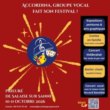 Accordina fait son festival les 10 et 11 octobre au Prieur&eacute; de Salaise-sur-Sanne ! R&eacute;servez vos dates.